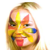 Girl with face and body paint on her face